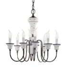 Ljuskrona 8 lampor Artisan handmålad keramik och mässing - Sanremo Viadurini