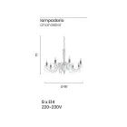 Klassisk ljuskrona med 8 ljus Italienskt handgjort glas och kristall - Malaysia Viadurini