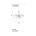 Ljuskrona 8 lampor Klassisk italiensk glas handgjord kricka - Similo Viadurini