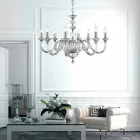 Chandelier 8 desgin lampor glas med Cristallo Ivy dekorationer Viadurini