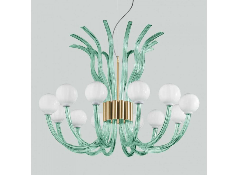 Ljuskrona för hantverkare med 12 lampor från Venedig, tillverkad i Italien - Antonietta Viadurini