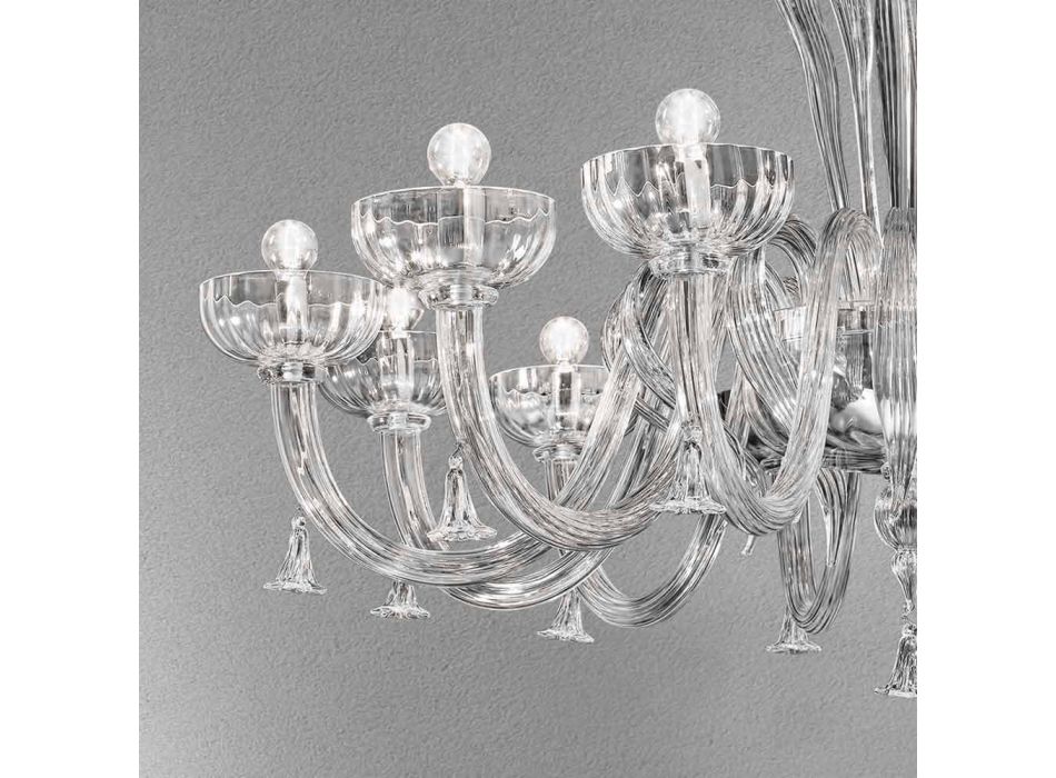 12 ljus handgjord ljuskrona i venetiansk glas, tillverkad i Italien - Regina Viadurini