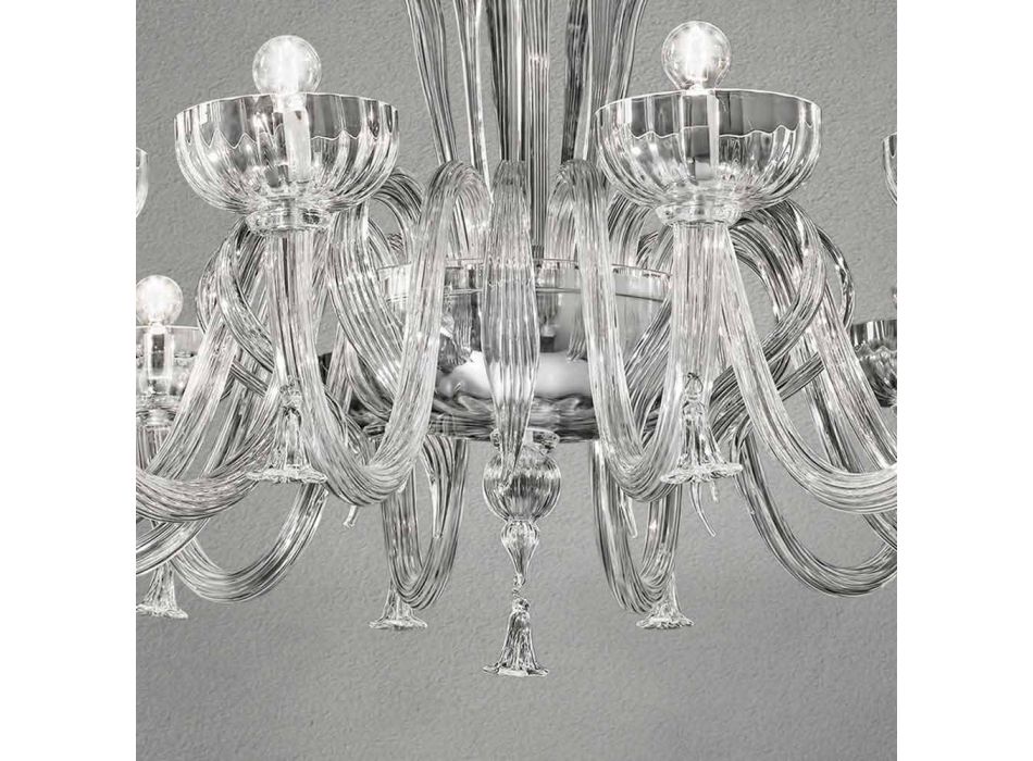 12 ljus handgjord ljuskrona i venetiansk glas, tillverkad i Italien - Regina