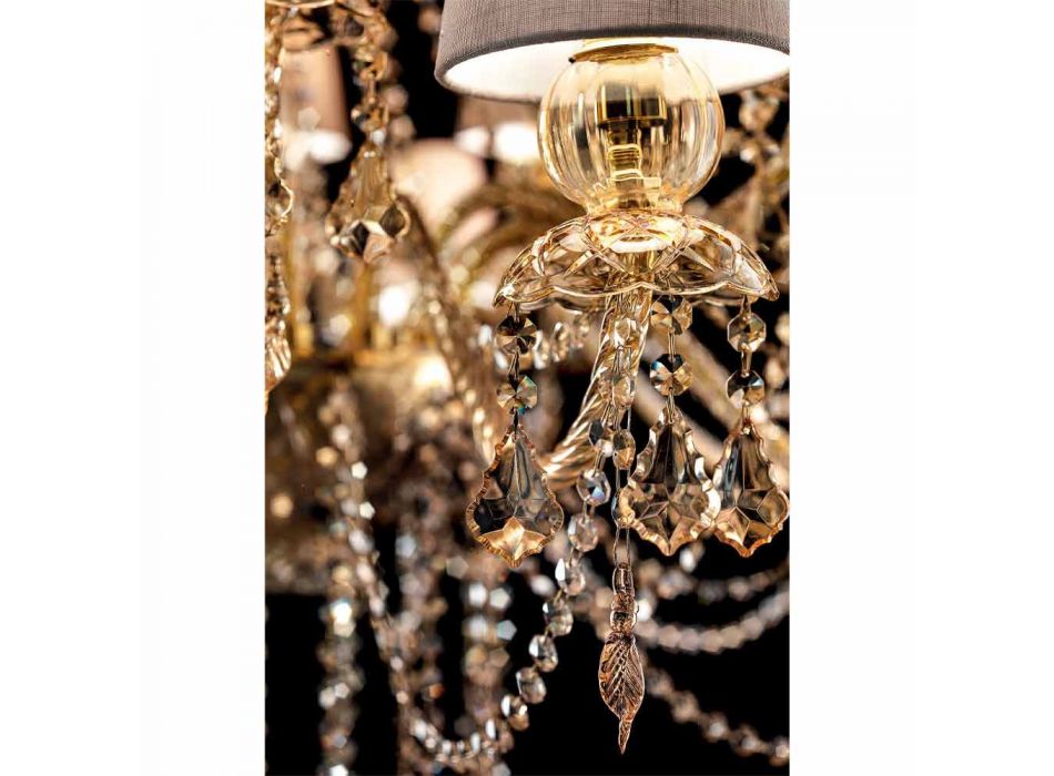 Ljuskrona med 16 lampor handgjorda i Venedigglas, tillverkad i Italien - Milagros Viadurini
