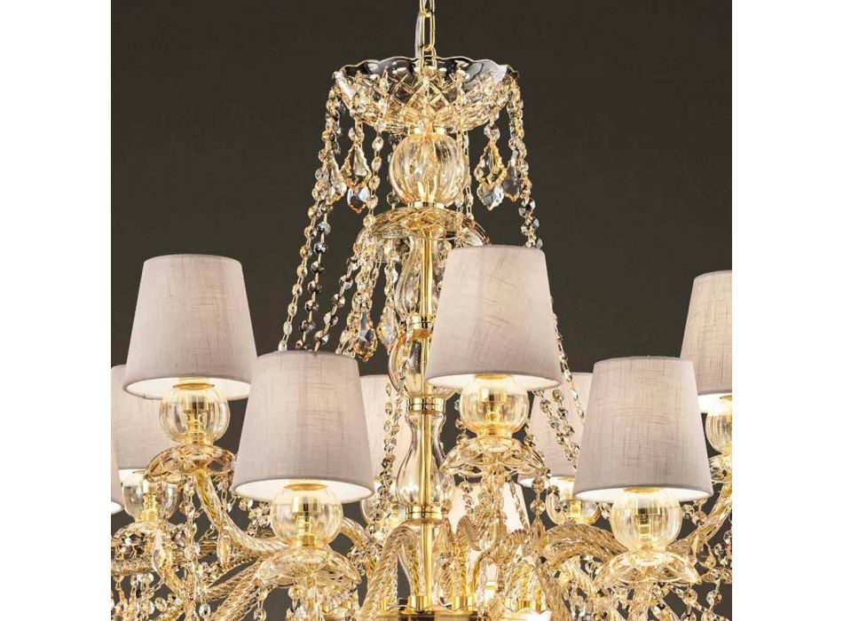Ljuskrona med 16 lampor handgjorda i Venedigglas, tillverkad i Italien - Milagros Viadurini
