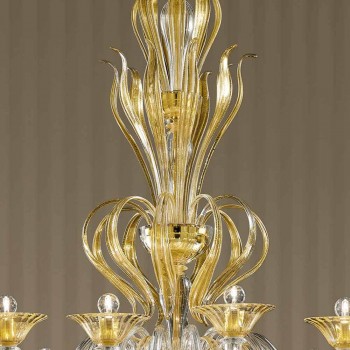 16 ljus handgjord ljuskrona i venetiansk glas, tillverkad i Italien - Agustina
