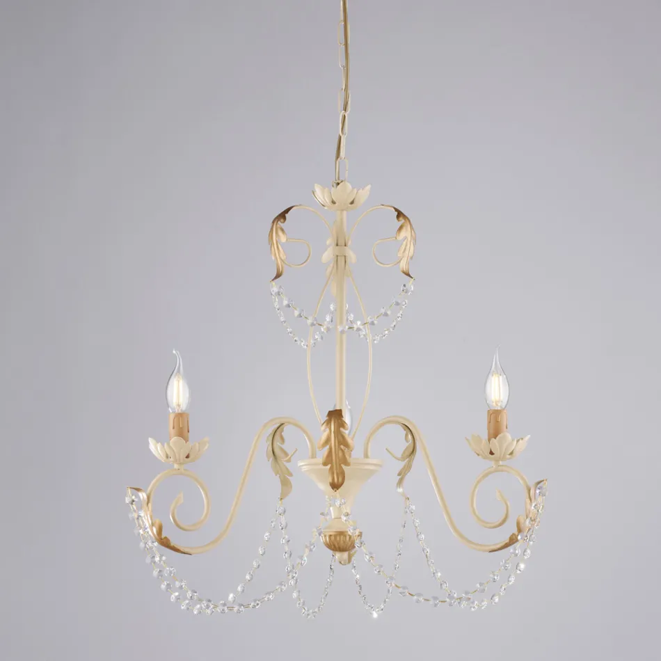 5-ljuskrona i metall och kristall för dramatisk belysning – Perla Viadurini