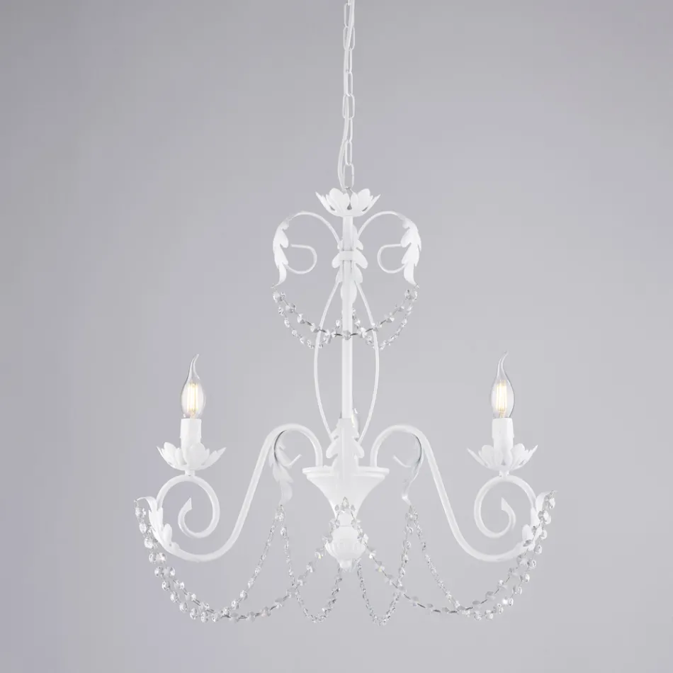 5-ljuskrona i metall och kristall för dramatisk belysning – Perla Viadurini