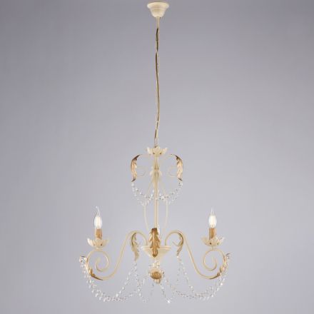 5-ljuskrona i metall och kristall för dramatisk belysning – Perla Viadurini