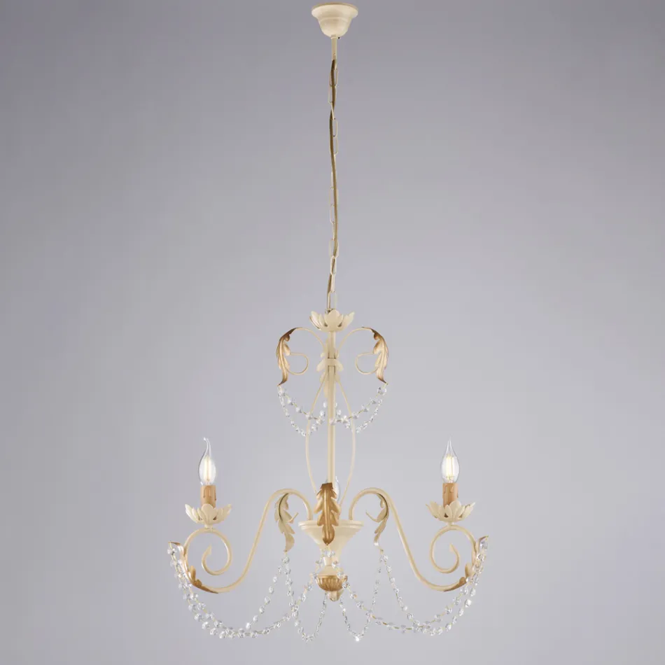 5-ljuskrona i metall och kristall för dramatisk belysning – Perla Viadurini