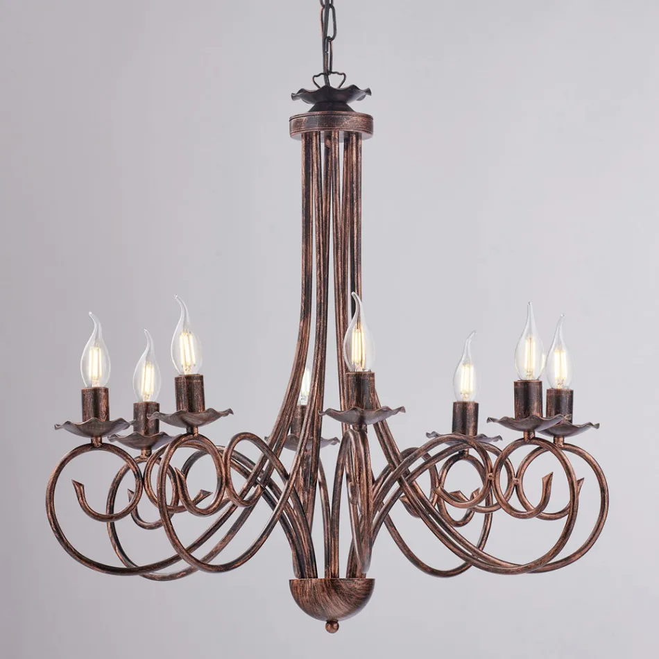 Femljuskrona i metall och glas för ett balanserat och diffust ljus – Laguna Viadurini