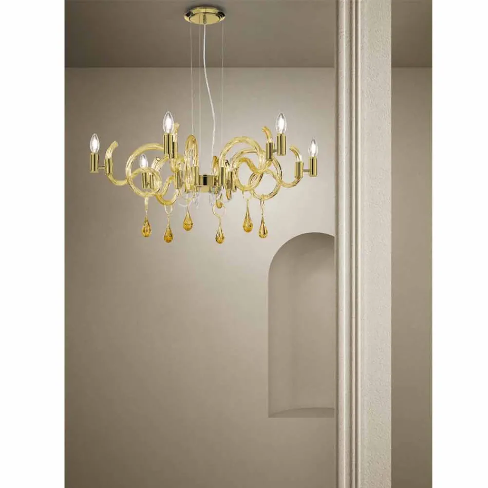 6 ljus handgjord ljuskrona i Venedig tillverkad i Italien - Bernadette Viadurini