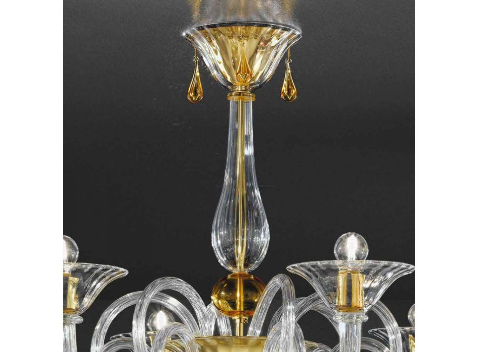 6 ljus handgjord ljuskrona i venetiansk glas, tillverkad i Italien - Margherita Viadurini