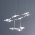 9 lampor LED-ljuskrona i finmålad aluminium tillverkad i Italien - blixt