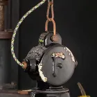 Ljuskrona klocka vintage keramik och metall Angela Ferroluce Viadurini