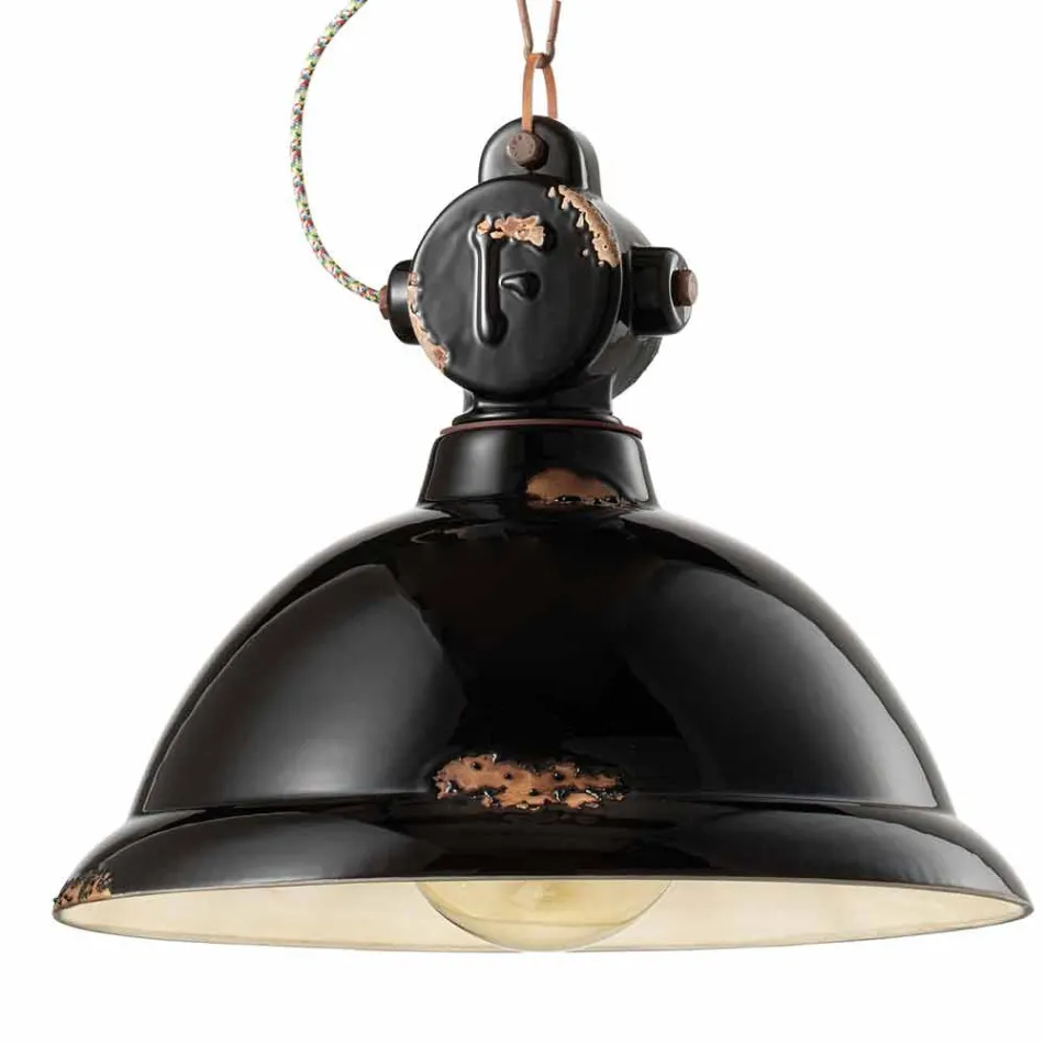 Ljuskrona klocka vintage keramik och metall Angela Ferroluce Viadurini