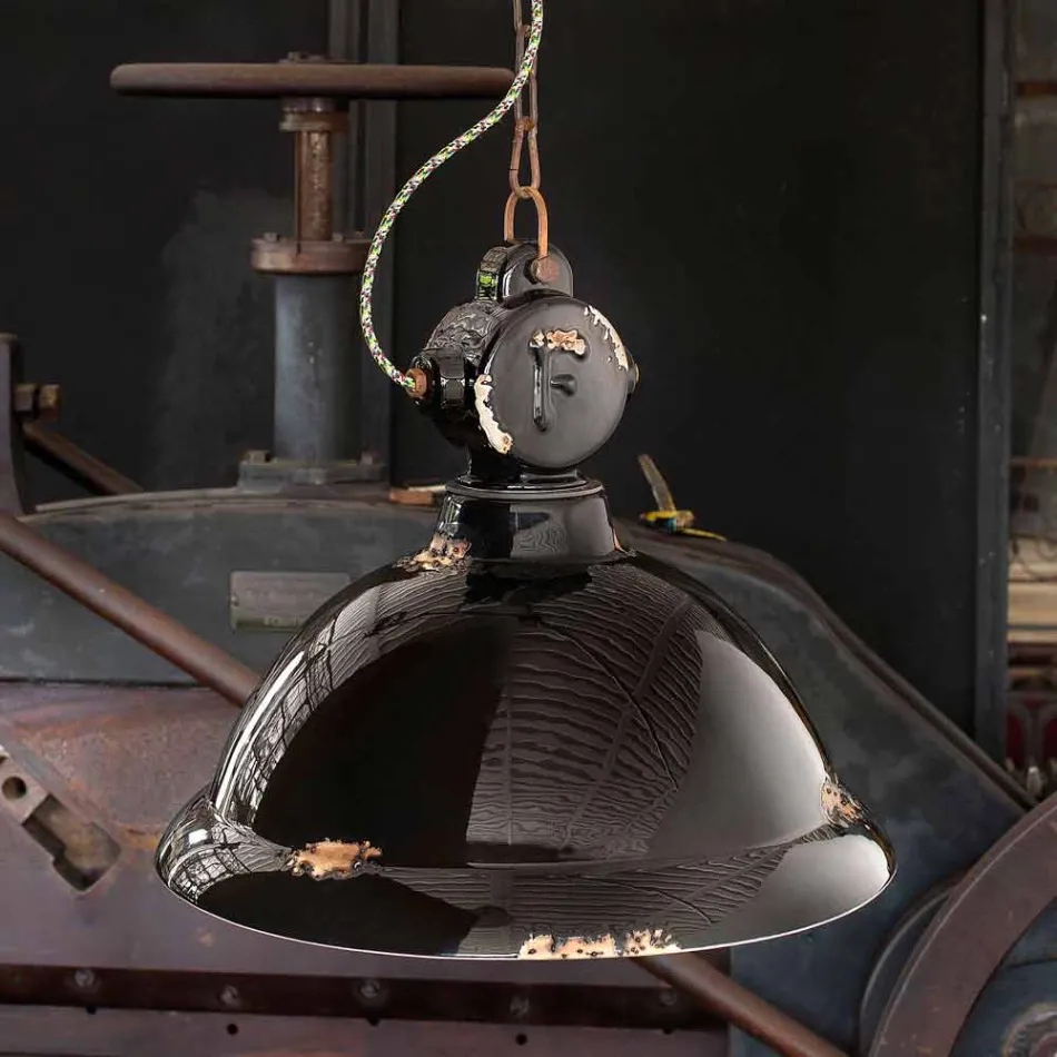 Ljuskrona klocka vintage keramik och metall Angela Ferroluce Viadurini