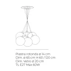 Sju-ljuskrona i polerat eller satinerat glas tillverkad i Italien - Althea Viadurini
