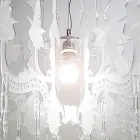 Satinvit plexiglas pendellampa Tillverkad i Italien - Luca Viadurini