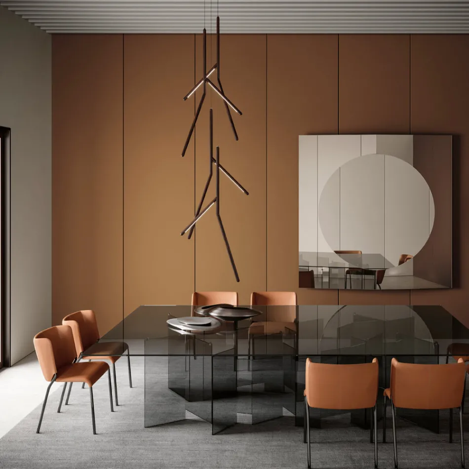 Upphängd ljuskrona med enkel rosett i trä Tillverkad i Italien - Orlov Viadurini