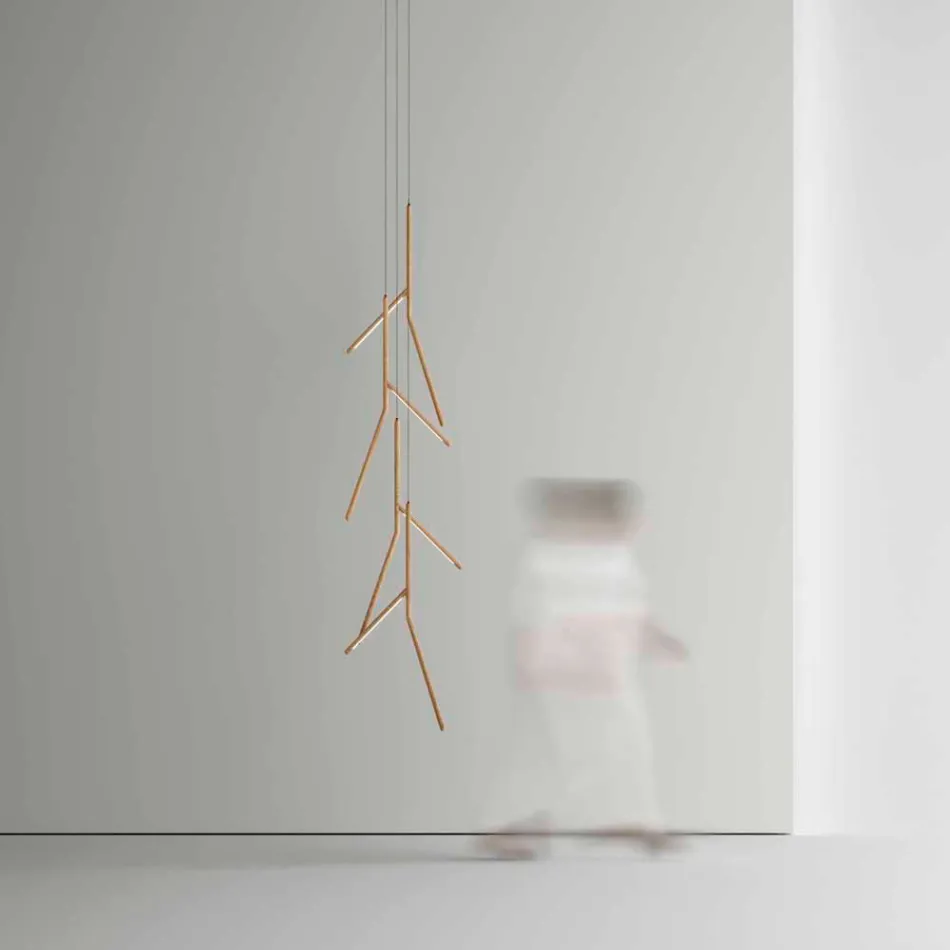 Upphängd ljuskrona med unik trärosett tillverkad i Italien - Orlov Viadurini