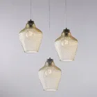 Alnitak taklampa i svart glas och metall med 3 ljuskällor Viadurini