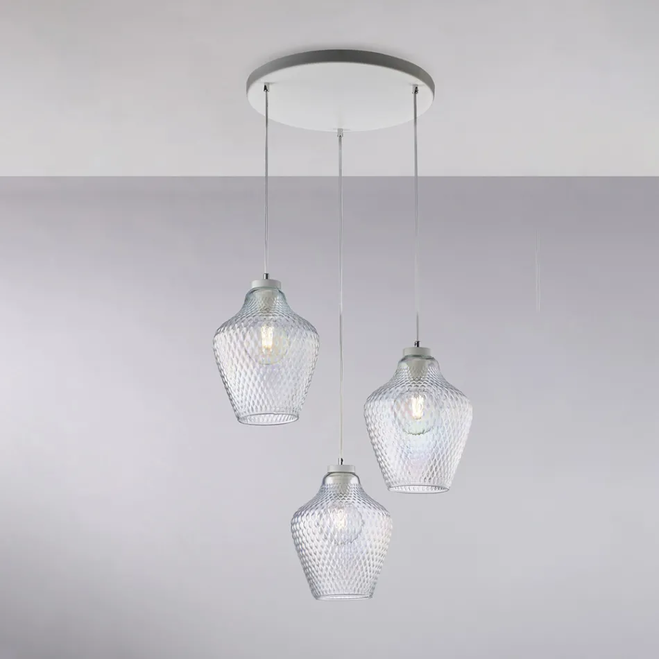 Alnitak taklampa i svart glas och metall med 3 ljuskällor Viadurini