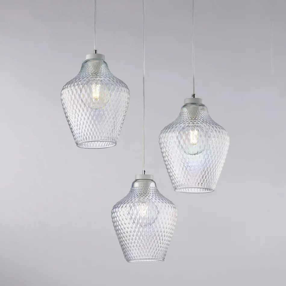 Alnitak taklampa i svart glas och metall med 3 ljuskällor Viadurini