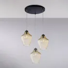 Alnitak taklampa i svart glas och metall med 3 ljuskällor Viadurini