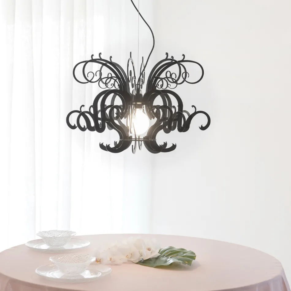 Upphängningskrona i återvinningsbart vitt eller svart plexiglas - Sancho Viadurini