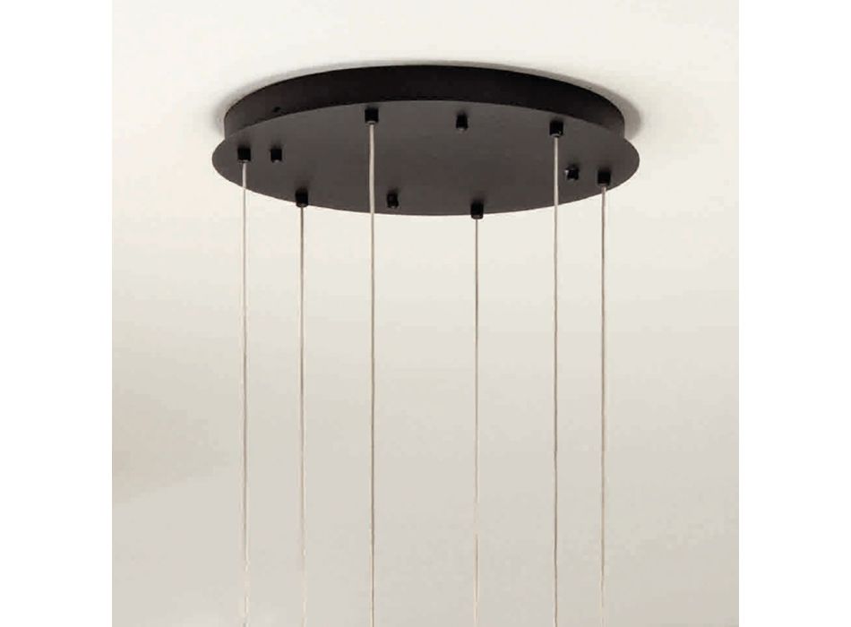 Hängande ljuskrona i svartmålad metall med 6 LED-lampor - Ceder Viadurini
