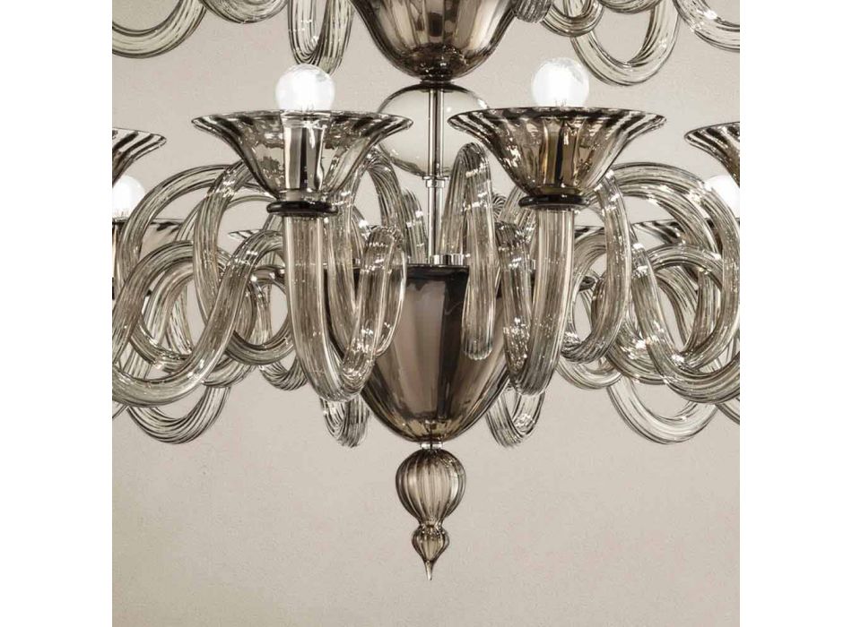 Hantverkskrona med 18 lampor i Venedigglas, tillverkad i Italien - Margherita Viadurini