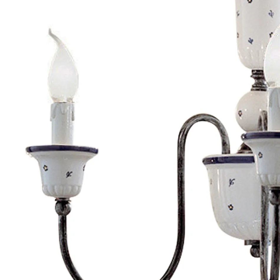 Handgjord ljuskrona i keramik och antik mässing - Sanremo Viadurini