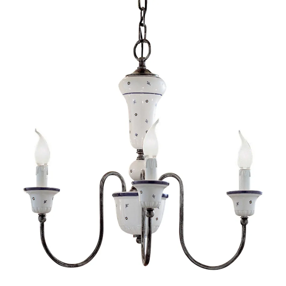 Handgjord ljuskrona i keramik och antik mässing - Sanremo Viadurini