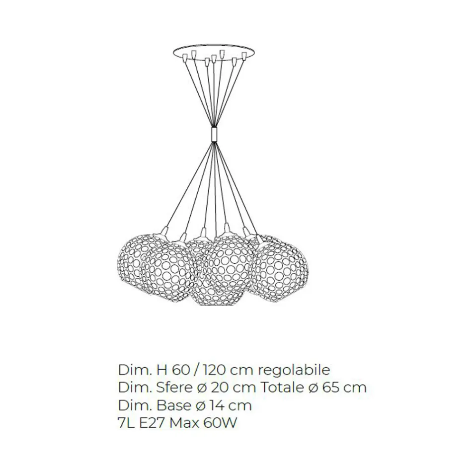 Handgjord ljuskrona i Venedig glas och metall - Bolle Balloton Viadurini