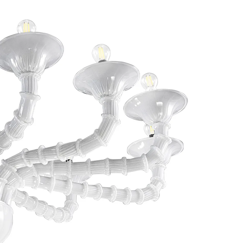 Handgjord venetiansk ljuskrona i blåst glas i klassisk stil - fåfänga Viadurini