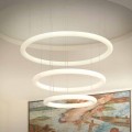 Vit LED-ljuskrona med metallrosett Tillverkad i Italien - Slide Giotto