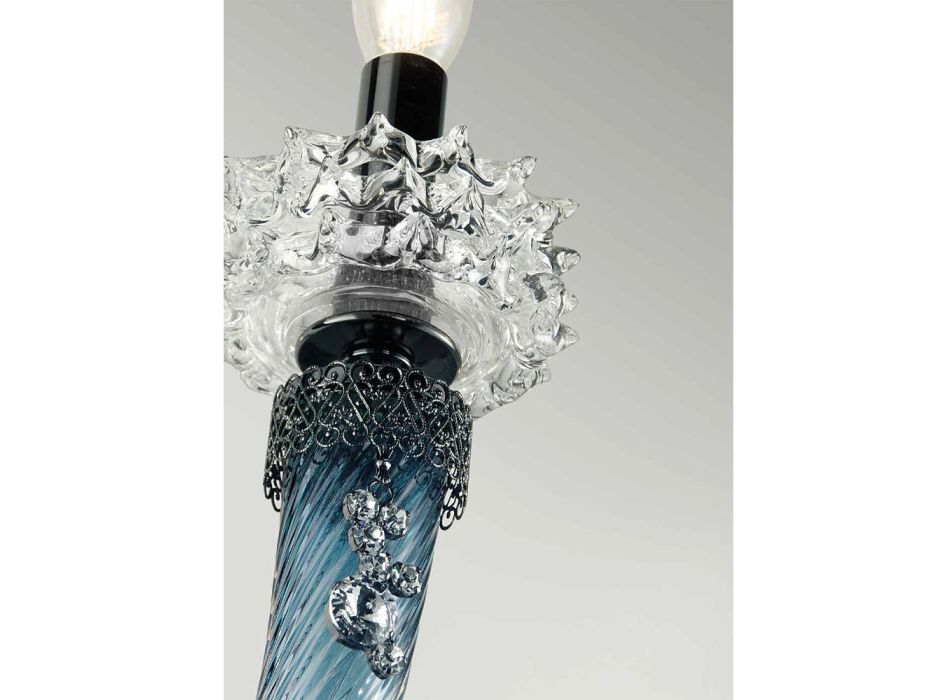 Klassisk ljuskrona 12 lampor i italienskt lyxigt handgjort glas - saltlösning Viadurini