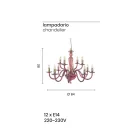 Klassisk ljuskrona 12 lampor i handgjort italienskt glas och metall - Oliver Viadurini