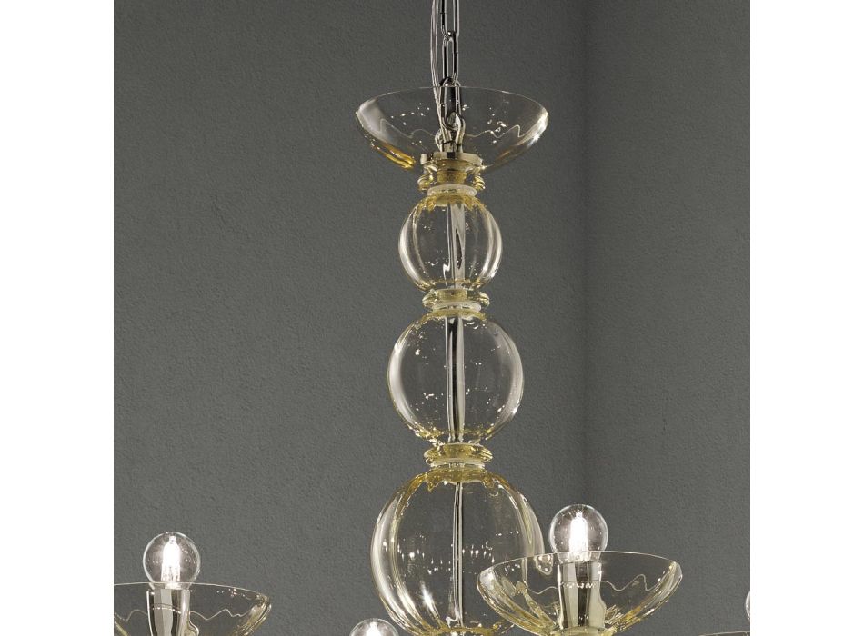 Klassisk ljuskrona 12 lampor i venetianskt glas Tillverkad i Italien - Foscarino Viadurini