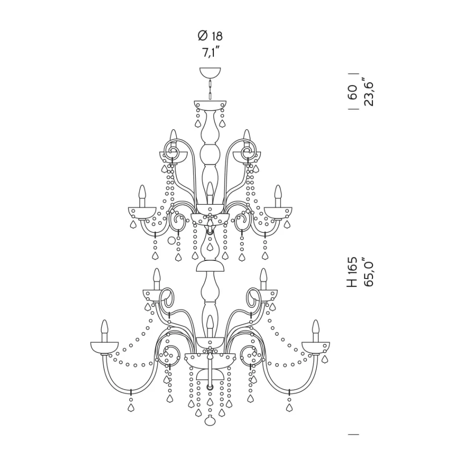 Klassisk ljuskrona 36 lampor i Venedigglas Tillverkad i Italien - Florentinsk Viadurini