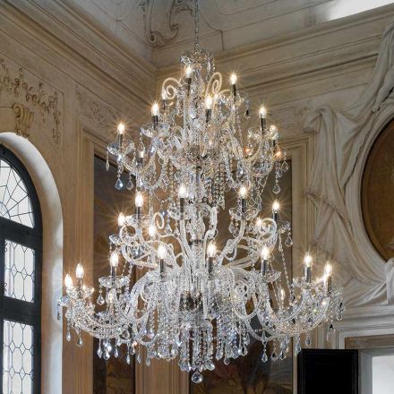 Klassisk ljuskrona 36 lampor i glas från Venedig Tillverkad i Italien - Florentinsk Viadurini