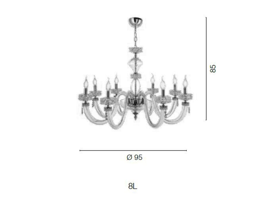 Klassisk ljuskrona 8 lampor i italienskt lyxigt handgjort glas - saltlösning Viadurini