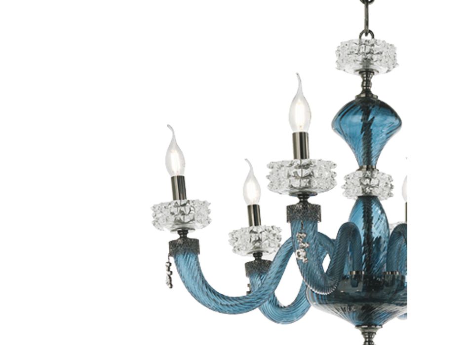 Klassisk ljuskrona 8 lampor i italienskt lyxigt handgjort glas - saltlösning Viadurini