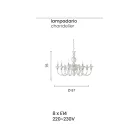 Lyxig italiensk handgjord glaskrona 8 lampor - Mindful Viadurini