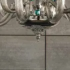 Klassisk ljuskrona med 8 ljus i hantverksglas och kristaller - Magrena Viadurini