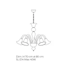 Klassisk hantverkskrona i blåst vitt venetianskt glas - Elsa Viadurini