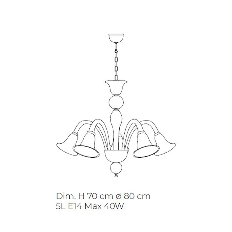 Klassisk hantverkskrona i blåst vitt venetianskt glas - Elsa Viadurini