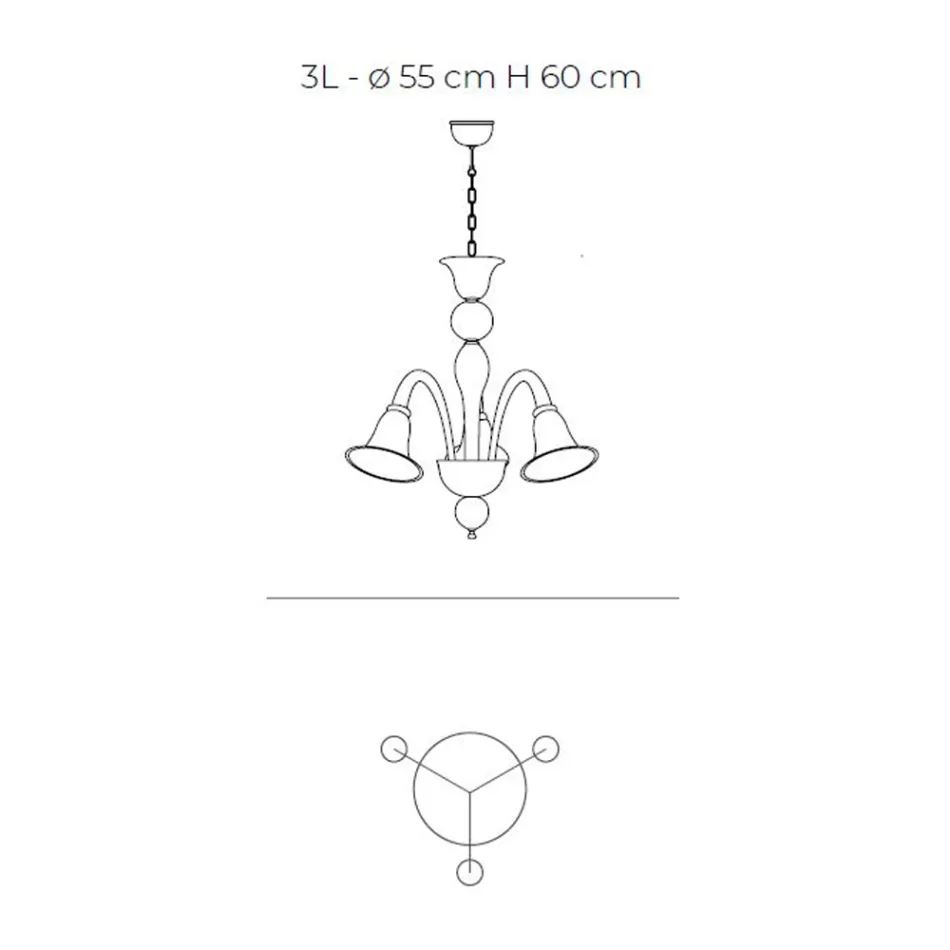 Klassisk hantverkskrona i blåst vitt venetianskt glas - Elsa Viadurini