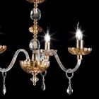 klassiska ljuskrona i kristall och glas 3 lampor Belle, tillverkad i Italien Viadurini